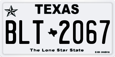 TX license plate BLT2067