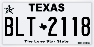 TX license plate BLT2118