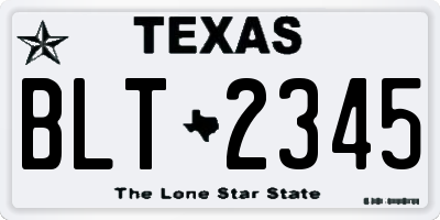 TX license plate BLT2345