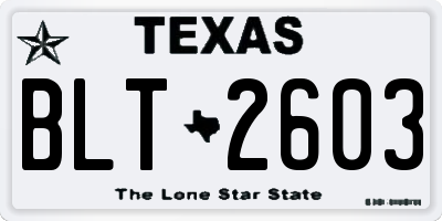 TX license plate BLT2603