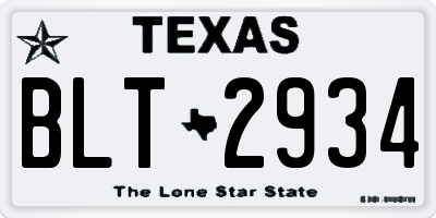 TX license plate BLT2934