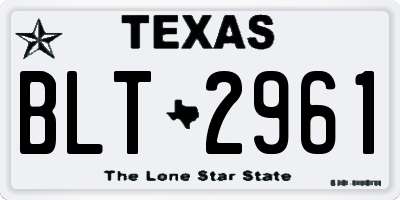 TX license plate BLT2961