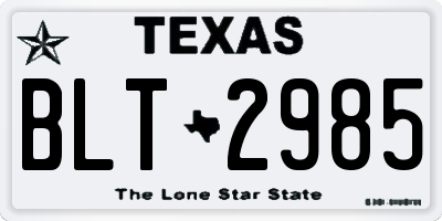 TX license plate BLT2985