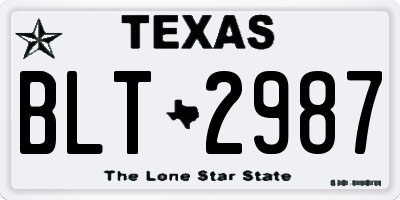 TX license plate BLT2987