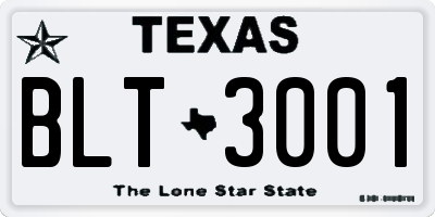 TX license plate BLT3001