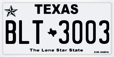 TX license plate BLT3003