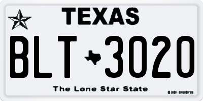 TX license plate BLT3020