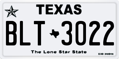 TX license plate BLT3022