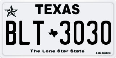 TX license plate BLT3030