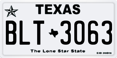 TX license plate BLT3063
