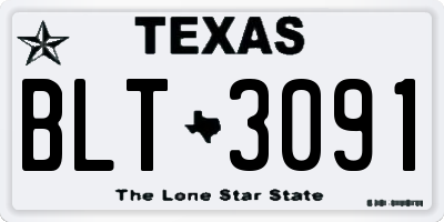 TX license plate BLT3091