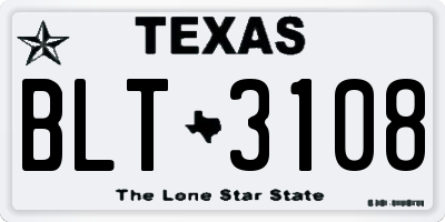 TX license plate BLT3108