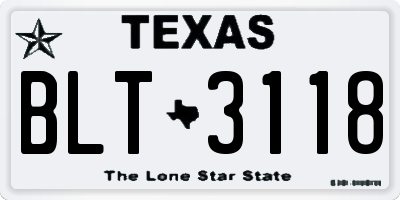 TX license plate BLT3118