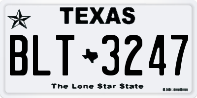 TX license plate BLT3247