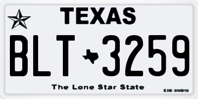TX license plate BLT3259