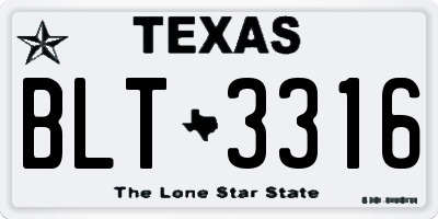 TX license plate BLT3316