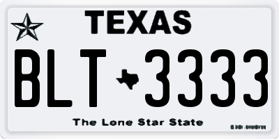 TX license plate BLT3333