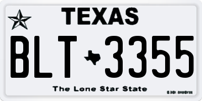 TX license plate BLT3355