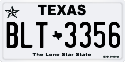 TX license plate BLT3356