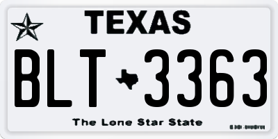 TX license plate BLT3363