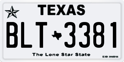 TX license plate BLT3381