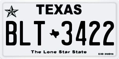 TX license plate BLT3422