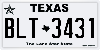 TX license plate BLT3431