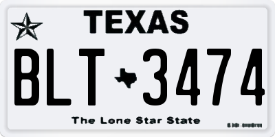 TX license plate BLT3474