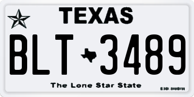 TX license plate BLT3489
