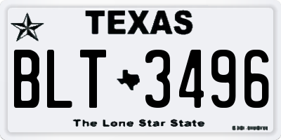 TX license plate BLT3496