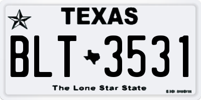 TX license plate BLT3531