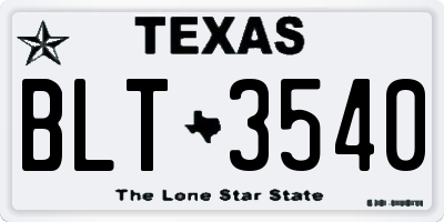 TX license plate BLT3540