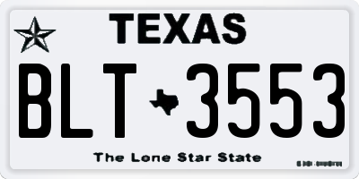 TX license plate BLT3553