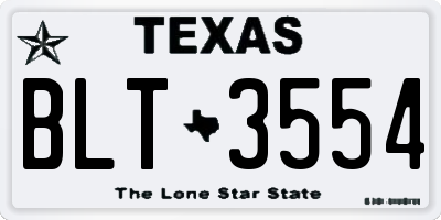 TX license plate BLT3554
