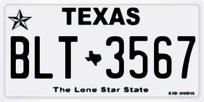 TX license plate BLT3567