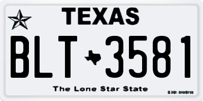 TX license plate BLT3581
