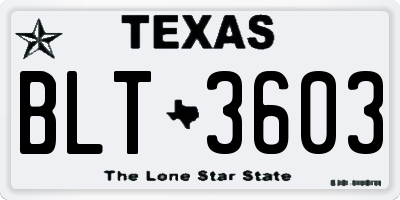 TX license plate BLT3603