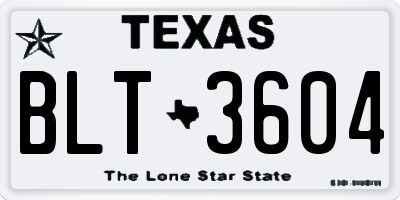 TX license plate BLT3604