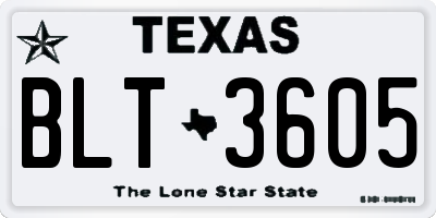 TX license plate BLT3605