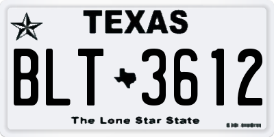 TX license plate BLT3612