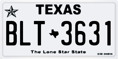 TX license plate BLT3631