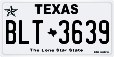 TX license plate BLT3639