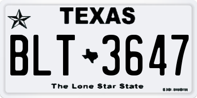 TX license plate BLT3647