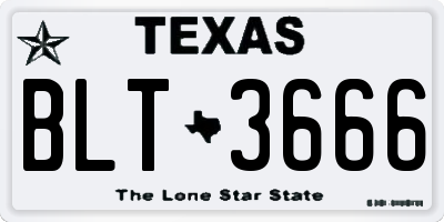 TX license plate BLT3666