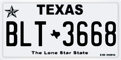 TX license plate BLT3668