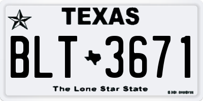 TX license plate BLT3671