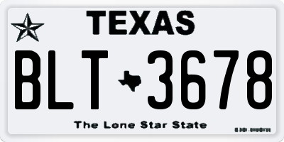 TX license plate BLT3678
