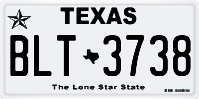 TX license plate BLT3738