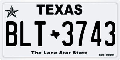 TX license plate BLT3743