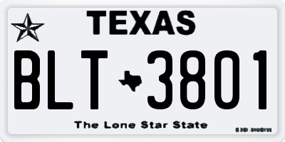 TX license plate BLT3801
